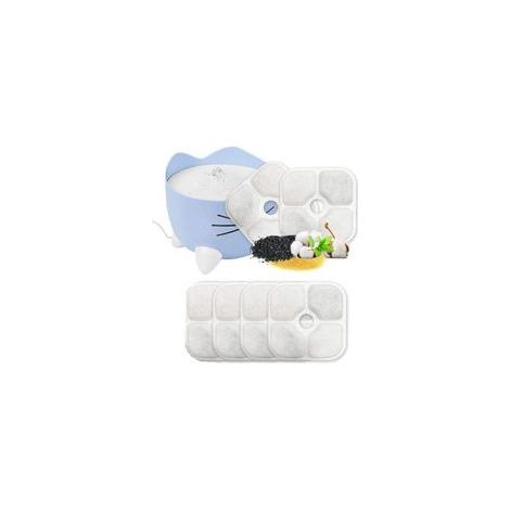 Packung mit 6 Ersatzfilterkartuschen für Springbrunnenfilter mit dreilagigem Aktivkohle-Harz-Filtersystem für Springbrunnen und Katzenbrunnen (1/5)