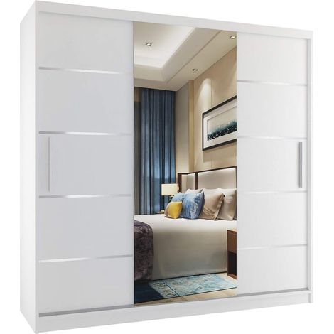 Schiebeschrank Belini 200 cm Mit Schubladen mit Spiegel weiß matt Hersteller (1/4)