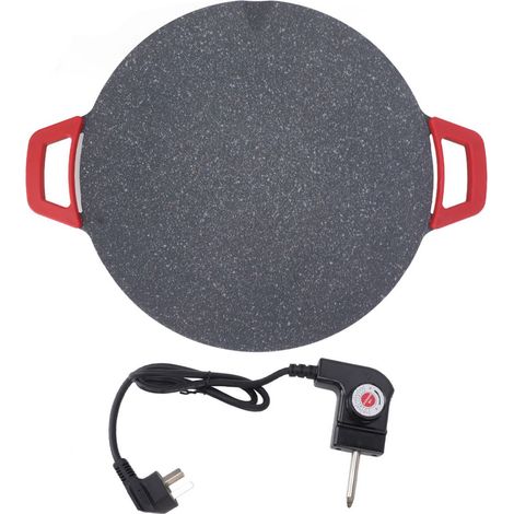 Plaque De Grill électrique Ronde Antiadhésive En Alliage D'aluminium Pour Barbecue Intérieur Et Extérieur - 250V (1/5)