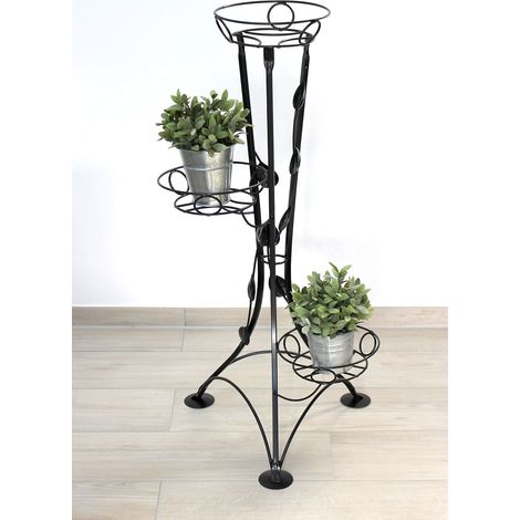 DanDiBo Escalier pour fleurs Métal Noir 100 cm Support pour fleurs avec 3 étagères KW041 Colonne pour plantes Colonne pour plantes Tabouret pour fleurs