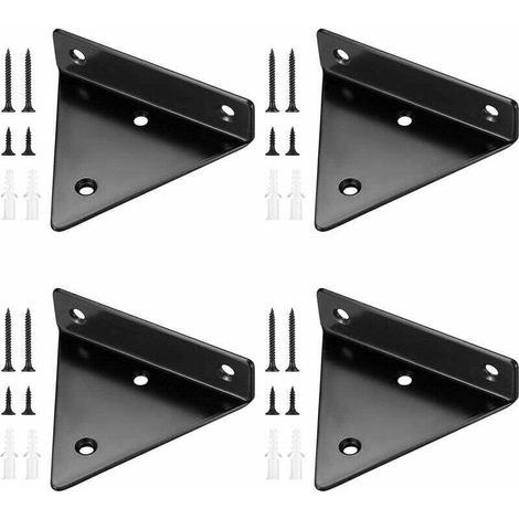 4 Pièces Supports d'étagère Flottants, Supports à Tablettes Muraux Triangulaires Invisibles, Equerre Etagere Murale Métal pour étagère (1/5)