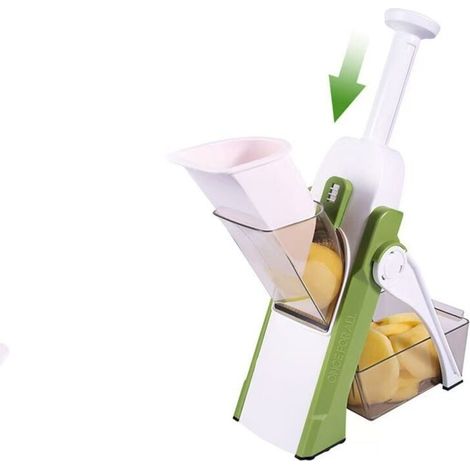 Affettatrice mandolina da cucina di sicurezza, tagliaverdure manuale multifunzionale con lama in acciaio inossidabile, per cubetti, patatine fritte, carote e verdure verdi