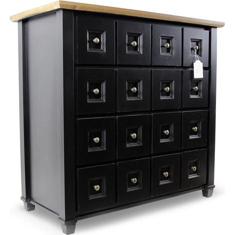 Bahut grainetier 16 tiroirs - Bois-MDF - Noir - Décoration d'Autrefois (1/5)
