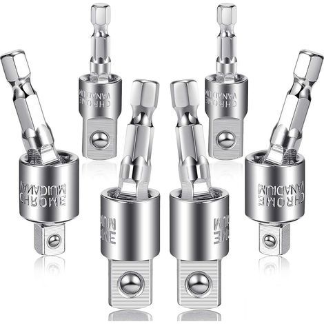 Juego de 6 adaptadores para taladro eléctrico: Adaptador para destornillador de impacto, adaptador para taladro de impacto con vástago hexagonal giratorio de 360 grados. (1/5)