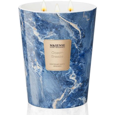 Bougie parfumée Brise marine 990g cire de soja avec 3 mèches, 150h de combustion