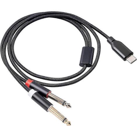 Câble audio stéréo USB Type-C vers double prise jack 6,35 mm de 1 m pour interfaces d'instruments (1/4)