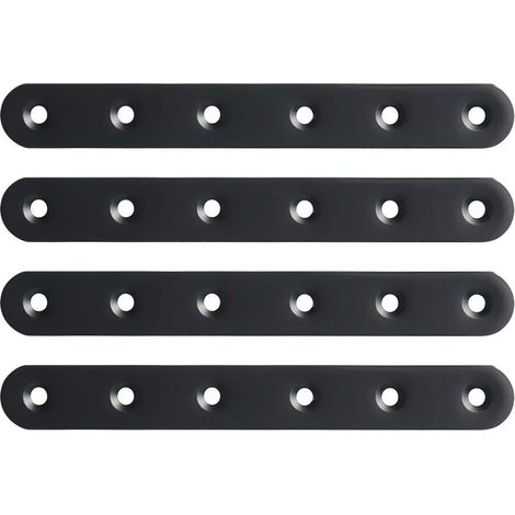 Support d’Angle Plat Lot de Support de Fixation Équerre Plate de Réparation Connecteur pour Bois avec Vis, Finition Noire Mate en Acier Inoxydable, 150mm x 20 mm, 4 Pcs, EJ7350B-4P (1/5)