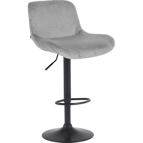 Sgabello da bar regolabile in altezza e girevole x1 con poggiapiedi in velluto grigio e struttura in metallo nero 100005814