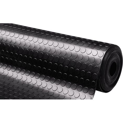 Tappeto gomma antiscivolo tavolo copripavimento bullonato passatoia bolle furgoni pvc cm 100h nero 1 mt