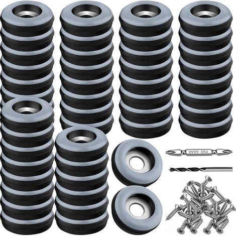 48 Pièces Patins pour Meuble Téflon Ø 19 mm (Rond) Planeur de Meubles avec 48 Morceaux de vis en Acier Inoxydable et 2 forets PTFE Patins pour Meubles/Planeur PTFE (Teflon) (1/5)