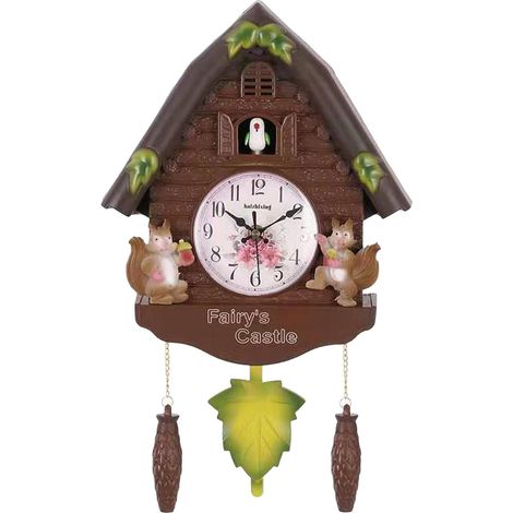 Horloge Murale Coucou - Pendule en Résine avec Son Naturel - Pour Chambre d'Enfant ou Salon - 26 x 42 cm - 1 Pièce (1/5)
