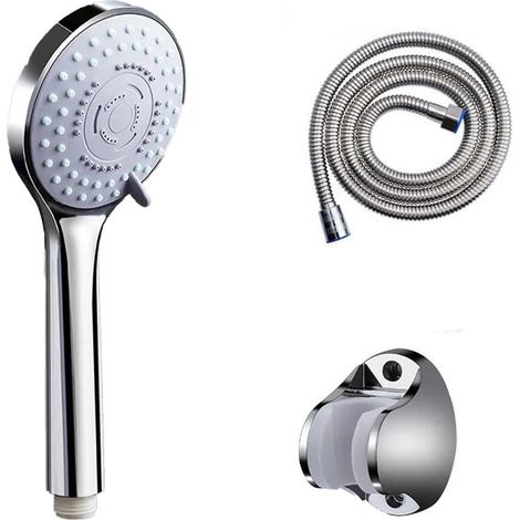 Un kit de ducha de lluvia a presión diseñado específicamente para baños, que incluye una manguera de 1,5 metros y una base perforada.