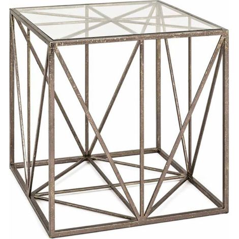 Table d'Appoint Carrée en Verre "Nila" 50cm Bronze