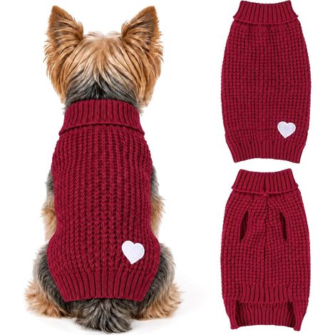 CCYKXA Pullover für kleine Hunde – Rollkragenpullover – Unifarben – Herzmuster – für Chihuahuas und Yorkshire Terrier – für Herbst und Winter (1/5)