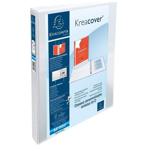 Classeur 2 anneaux plastifié Exacompta KREACOVER® personnalisable A4+ - Dos 3,8 cm blanc (1/3)