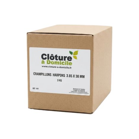 Clôture à domicile – Boîte Crampillons Harpon - 3 kg - Fil 3,85 mm - Longueur 38 mm - Galvanisé (1/2)