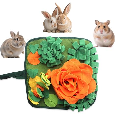 Tapis de fouille pour lapin de 45 cm - Jouet puzzle interactif - Tapis d'alimentation - Convient aux petits animaux et aux jeunes animaux (1/5)