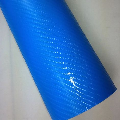(Bleu - 40 cm x 152 cm) Autocollant et stickers pour voiture en vinyle imitation fibre de carbone blanc 4D semi-brillant. (1/4)