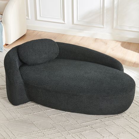 Canapé minimaliste en polaire ours au design arrondi, canapé rembourré doux avec coussins, polyvalent pour le salon, la chambre à coucher et le studio,Noir (1/5)