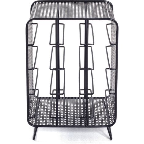 Porte-bouteilles coloris noir en métal - L 30 x P 24 x H 46 cm -PEGANE- (1/4)