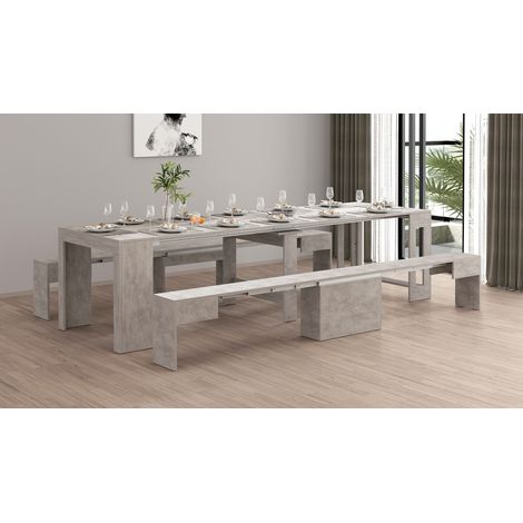 Banc extensible contemporain ciment brut Montoya (1/5)