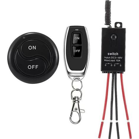 Interrupteur télécommandé sans fil 433 MHz, relais RF 40 A 12 V/24 V/48 V/72 V CC avec télécommande longue portée de 100 m (328 pieds). (1/5)