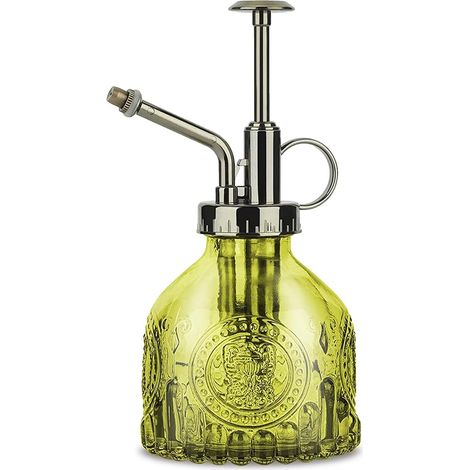 Verre Plantes Vaporisateur D'arrosage, 200ml Rétro avec Pompe Arrosoir, Une Main Darrosage Pulvérisateur Brumisateur pour Jardinage Plantes, Jardin, Nettoyage, L'alcool-Vert-Buse Bronze (1/5)