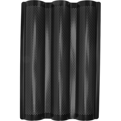 Moule à baguette en acier inoxydable en forme de U, à cuisson uniforme et perforé, idéal pour la préparation de baguettes maison. (1/5)