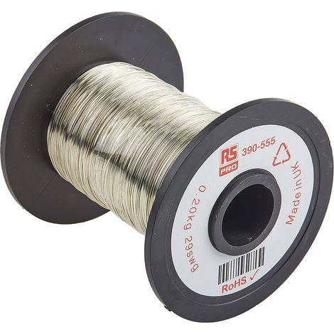 Fil de cuivre 0,08 mm² RS PRO 28 AWG Mono conducteur diamètre 0.35mm, longueur 256m ( Prix pour 1 )