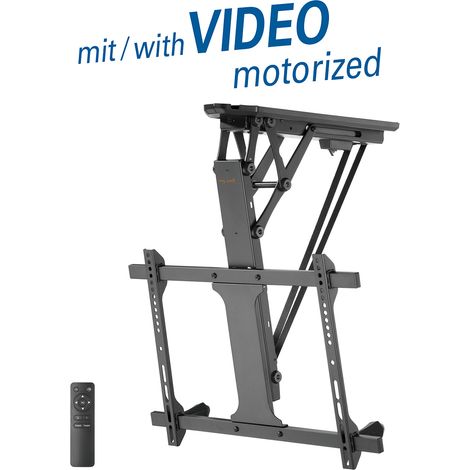 Motorized & folding suspension bracket for lcd monitor for screens 32“ - 70“ (81 - 178 cm), loads up to 35 kg, with rf remote control, black (1/5)