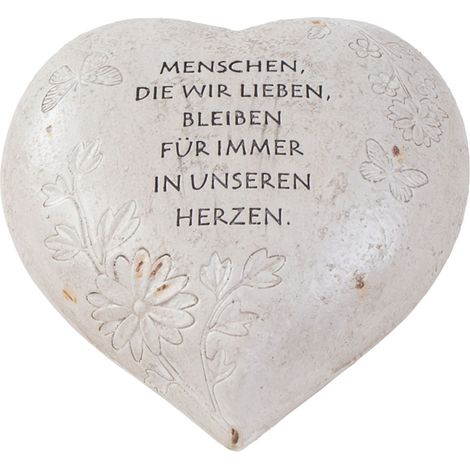 Spruchstein Herz 18x16cm Grabschmuck Gedenkstein Grabdeko Dekoherz Gartendeko - In unseren Herzen (1/3)