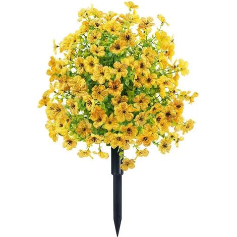 Buis artificiel à fleurs violettes, arbustes artificiels pour l'extérieur, résistants aux UV, avec piquet de fixation au sol, idéaux pour une véranda, un jardin ou une jardinière. (1/5)