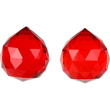 Lot de 2 boules lumineuses en cristal coloré - 40 mm, rouge vif (1/5)