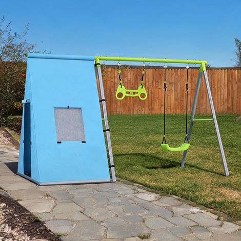 Portique de balançoire en métal plastique 283 x 180 x 182 cm (1/5)