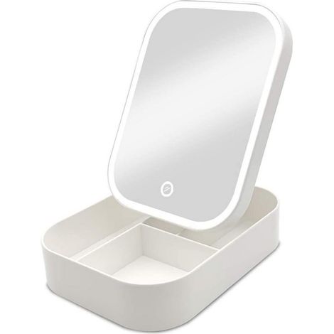 Miroir de maquillage lumineux LED, étui à cosmétiques pliable, organisateur de maquillage (1/3)