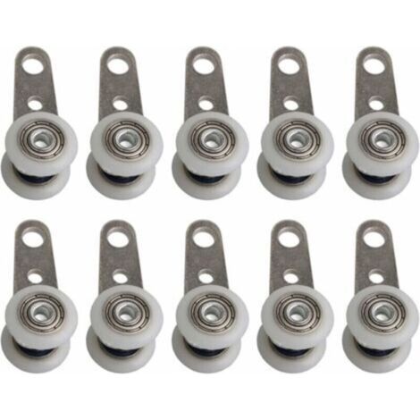 Lot De 10 Roulettes Pour Baies Vitrées Ou Portes Coulissantes - En Métal Et En Plastique - 4,5X 1,9Cm (1/4)