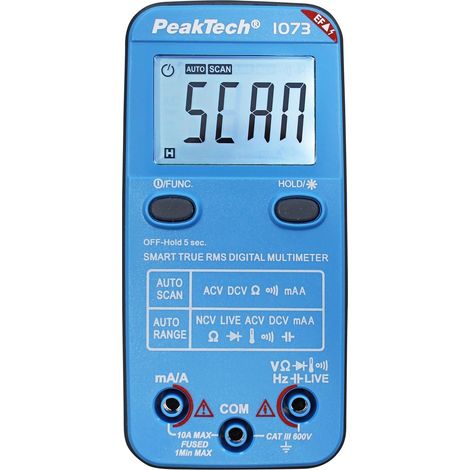 Multimètre intelligent PEAKTECH, P 1073, 600 V AC/DC, NCV, True RMS