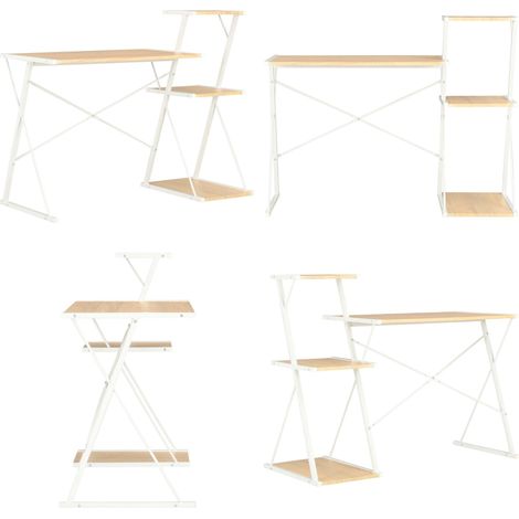 Scrivania con Ripiano Bianca e Rovere 116x50x93 cm - Scrivania moderna - Scrivania da ufficio