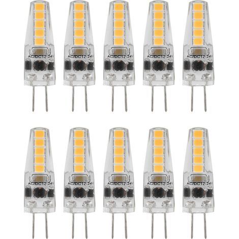10pcs G4 LED Ampoules 2W Bi Pin Base Dimmable Ampoules pour Lustre Plafonnier Lampe De Table Blanc Chaud 3000K AC 1224V (1/5)
