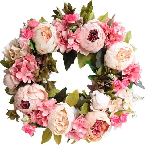 Ghirlanda artificiale, simulazione, ghirlanda di fiori, decorazione floreale per casa di campagna, ufficio, casa, matrimonio, festival, rosa brillante, ghirlanda di peonie per il giardino (1/5)