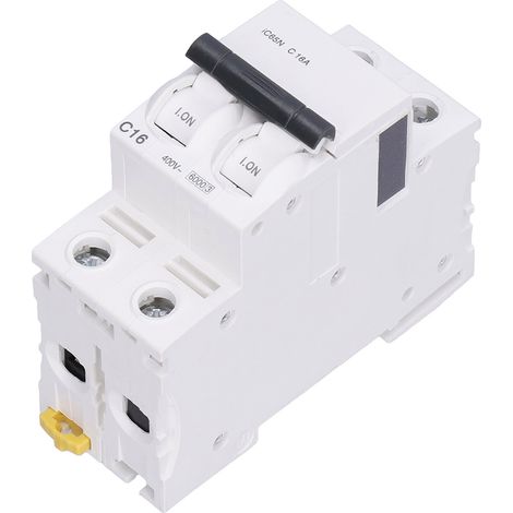 Disjoncteur différentiel 2P 16A 400V pour rail DIN, protection contre les courants de fuite, modèle IC65N C16. (1/5)