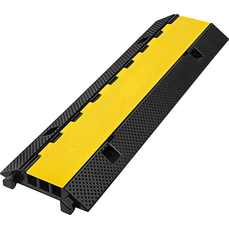 Protège-câbles 3 canaux en caoutchouc, 103x30x5,5 cm, robuste pour passage voiture, rampe de protection de câbles et tuyaux. (1/5)