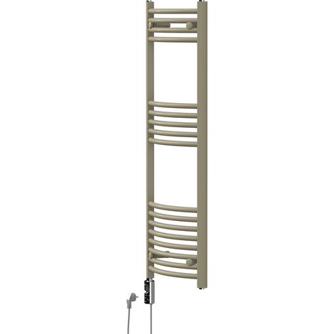 LuxeBath Termoarredo Scaldasalviette Sahara 400x1200 mm Elettrico Beige, Radiatore da Parete con Resistenza Digitale da 600W Portasciugamano con Design Moderno, Calorifero Curvato con Attacco Laterale (1/5)