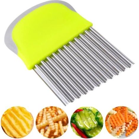 Coupe Pomme de Terre, Couteau Ondulé à Frites, Coupe Patate, Couteau Ondulé en Acier Inoxydable, Coupe-légumes, Couteau Dentelé (1/4)
