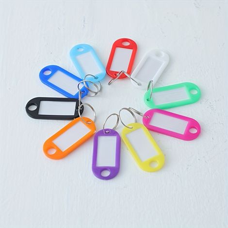 Lot de 50 étiquettes pour clés avec étiquettes, étiquettes pour clés en plastique avec anneaux à clés, 10 couleurs pour l'organisation (1/4)