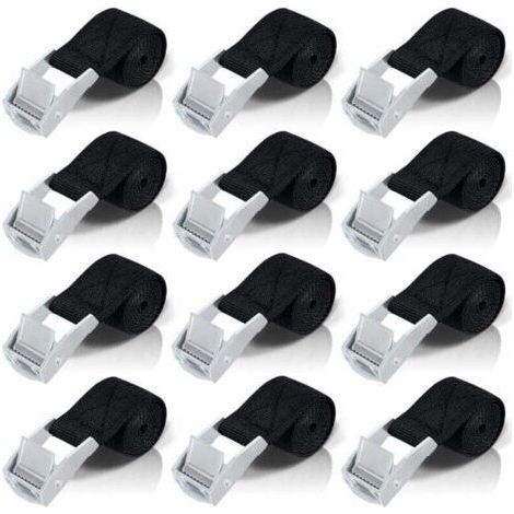 50cm Lashing Strap, 12pcs Ratchet Strap with Zinc Alloy Tightening Buckle for Securing Motorcycle/Car/Bike Carrier/Luggage/Moving Pulling Power (1/4)