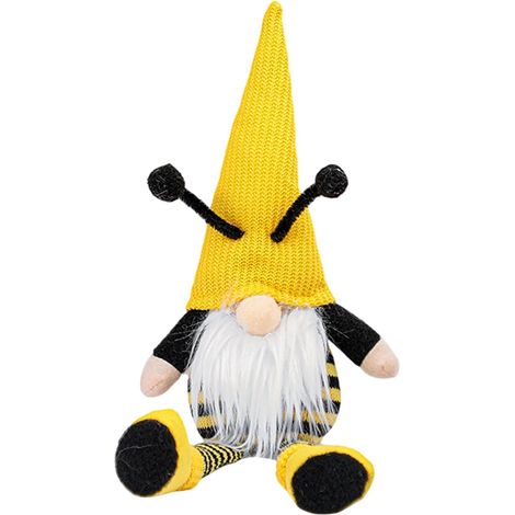 Décoration Gnome Abeille - Nain elfe sans visage en peluche Décoration Tomte suédoise multifonctionnelle, poupée gnome portable (1/4)