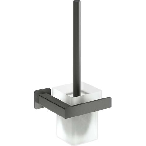 OMNIRES Nelson - WC-Bürste mit Halter, Wandmontage, Milchglas/Graphit NL80620GR
