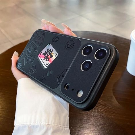Étui de téléphone en similicuir noir pour iPhone 16, protection antichoc.