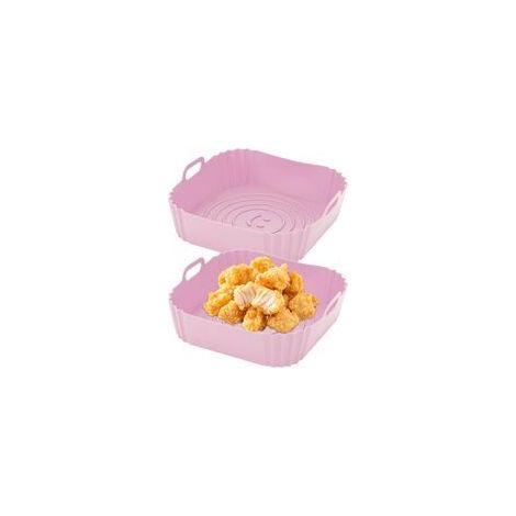 Stampo in silicone per friggitrice ad aria in 2 pezzi, cestello quadrato in silicone per friggitrice ad aria con design a faccina sorridente, rivestimento in silicone per friggitrice ad aria, accessor